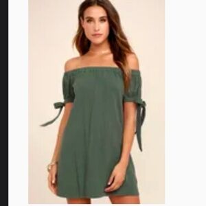 Olive Green off the shoulder lulus dress size small